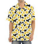 White And Black Frangipani Pattern Print Aloha Shirt