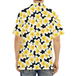 White And Black Frangipani Pattern Print Aloha Shirt