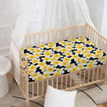 White And Black Frangipani Pattern Print Baby Crib Sheet