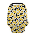 White And Black Frangipani Pattern Print Baby Seat Cover