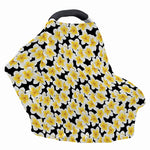 White And Black Frangipani Pattern Print Baby Seat Cover