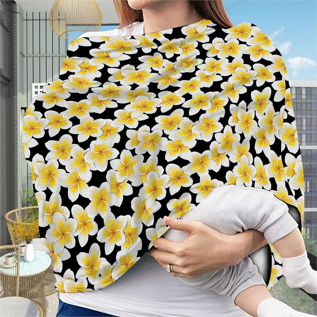 White And Black Frangipani Pattern Print Baby Seat Cover