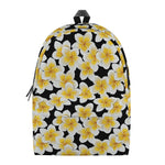 White And Black Frangipani Pattern Print Backpack
