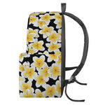 White And Black Frangipani Pattern Print Backpack