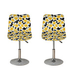 White And Black Frangipani Pattern Print Bar Stool Covers