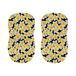White And Black Frangipani Pattern Print Bar Stool Covers
