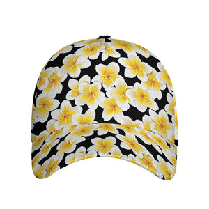 White And Black Frangipani Pattern Print Baseball Cap