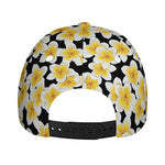 White And Black Frangipani Pattern Print Baseball Cap