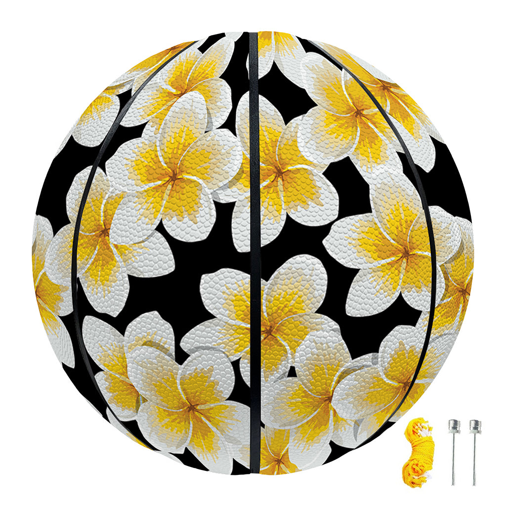 White And Black Frangipani Pattern Print Basketball