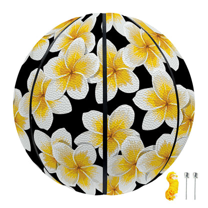 White And Black Frangipani Pattern Print Basketball