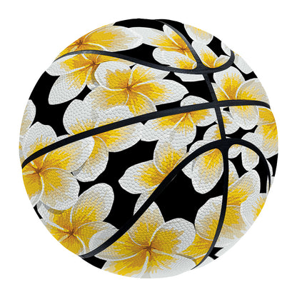 White And Black Frangipani Pattern Print Basketball