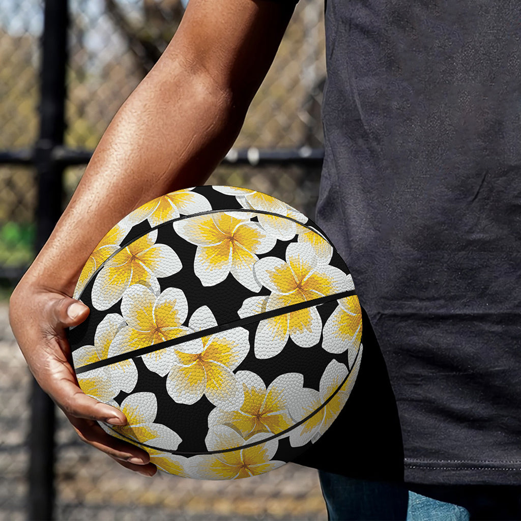 White And Black Frangipani Pattern Print Basketball