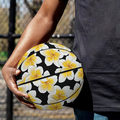 White And Black Frangipani Pattern Print Basketball