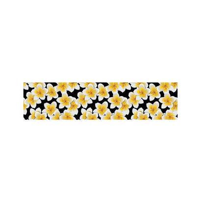 White And Black Frangipani Pattern Print Bed Runner