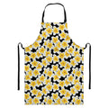 White And Black Frangipani Pattern Print Bib Apron With Pocket