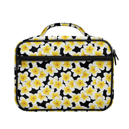 White And Black Frangipani Pattern Print Briefcase Bible Bag