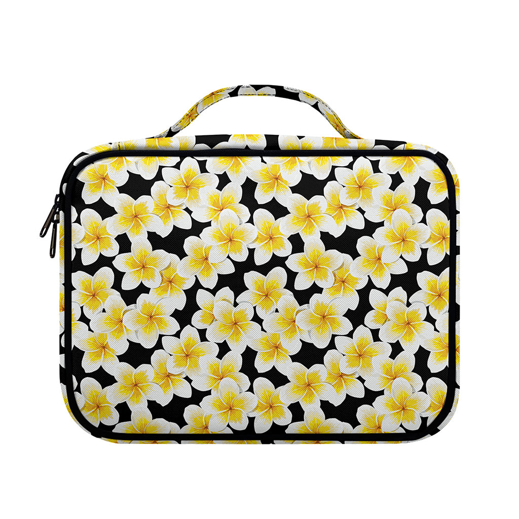 White And Black Frangipani Pattern Print Briefcase Bible Bag