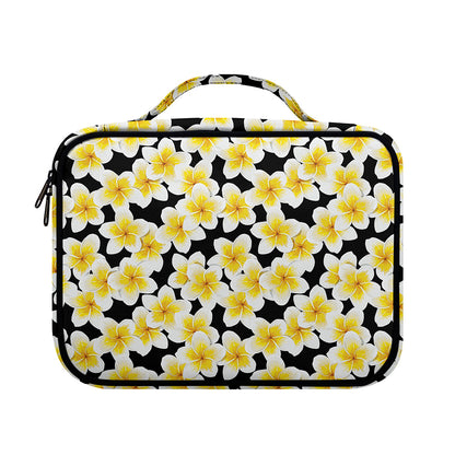 White And Black Frangipani Pattern Print Briefcase Bible Bag