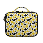 White And Black Frangipani Pattern Print Briefcase Bible Bag