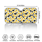 White And Black Frangipani Pattern Print Car Windshield Sun Shade