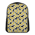 White And Black Frangipani Pattern Print Casual Backpack