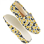 White And Black Frangipani Pattern Print Casual Shoes