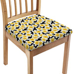 White And Black Frangipani Pattern Print Chair Cushion Cover