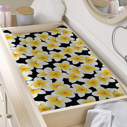 White And Black Frangipani Pattern Print Changing Pad Cover