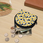 White And Black Frangipani Pattern Print Coin Purse