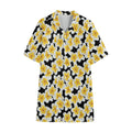 White And Black Frangipani Pattern Print Cotton Hawaiian Shirt