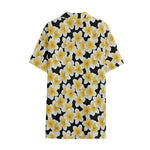 White And Black Frangipani Pattern Print Cotton Hawaiian Shirt