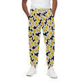 White And Black Frangipani Pattern Print Cotton Sweatpants