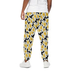 White And Black Frangipani Pattern Print Cotton Pants