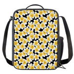 White And Black Frangipani Pattern Print Crossbody Lunch Bag