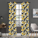 White And Black Frangipani Pattern Print Curtain