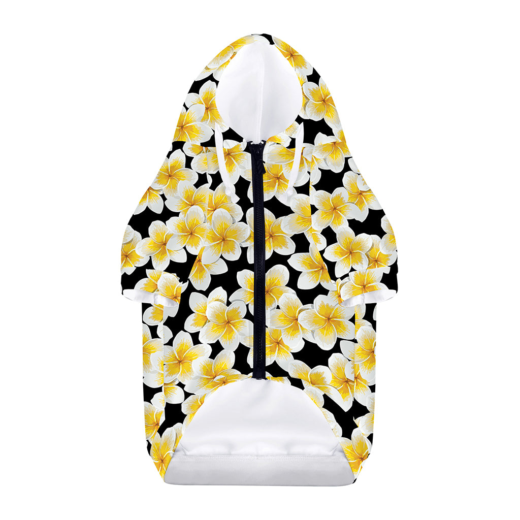 White And Black Frangipani Pattern Print Dog Zip Up Hoodie