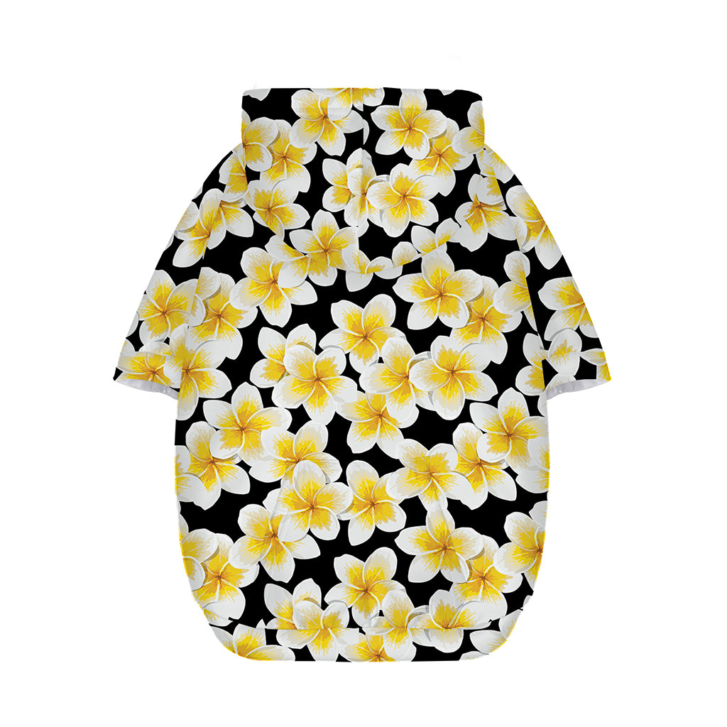 White And Black Frangipani Pattern Print Dog Zip Up Hoodie