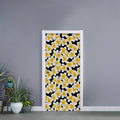 White And Black Frangipani Pattern Print Door Sticker