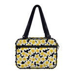 White And Black Frangipani Pattern Print Double Strap Bible Bag