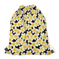 White And Black Frangipani Pattern Print Drawstring Bag