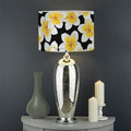White And Black Frangipani Pattern Print Drum Lamp Shade