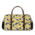 White And Black Frangipani Pattern Print Duffel Bag