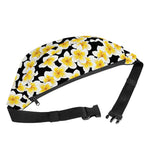 White And Black Frangipani Pattern Print Fanny Pack