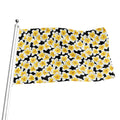 White And Black Frangipani Pattern Print Flag