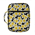 White And Black Frangipani Pattern Print Front Pocket Bible Bag