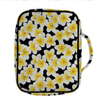 White And Black Frangipani Pattern Print Front Pocket Bible Bag