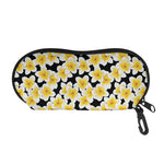 White And Black Frangipani Pattern Print Glasses Case