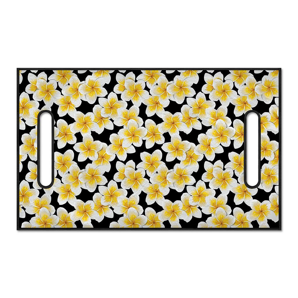 White And Black Frangipani Pattern Print Golf Cart Seat Cover