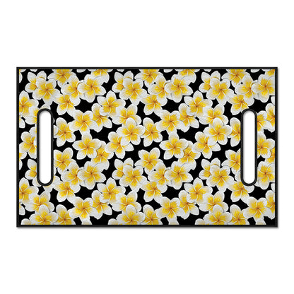 White And Black Frangipani Pattern Print Golf Cart Seat Cover