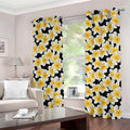 White And Black Frangipani Pattern Print Grommet Curtains
